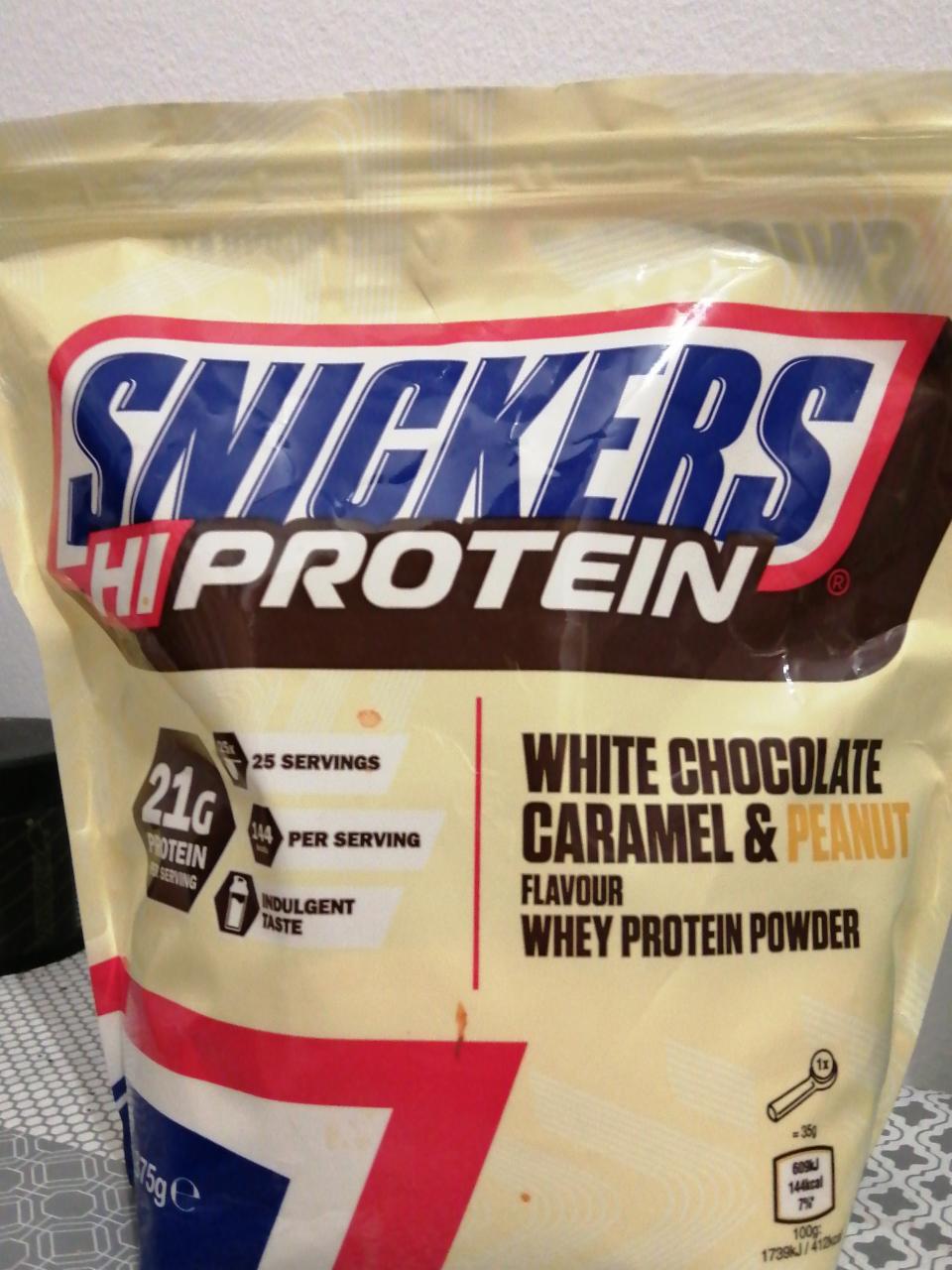 Fotografie - Snickers HiProtein white chocolate caramel & peanut flavour whey protein powder
