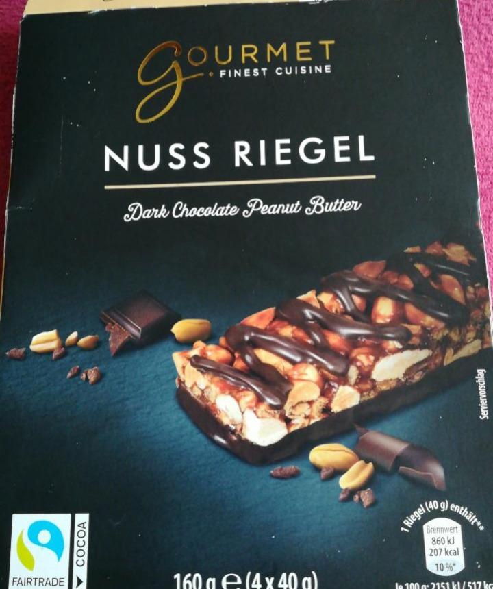 Fotografie - Nussriegel Dark Chocolate Peanut Butter Fairtrade Gourmet Finest Cuisine
