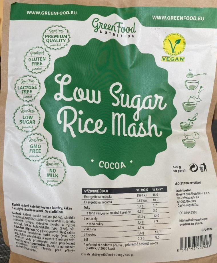 Fotografie - Low Sugar Rice Mash cocoa GreenFood Nutrition