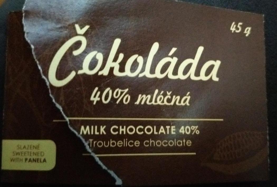 Fotografie - Čokoláda 40% mléčná Čokoládovna Troubelice