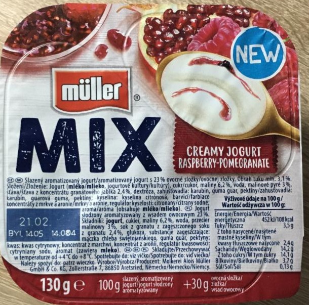 Fotografie - Mix creamy jogurt raspberry-pomegranate Müller