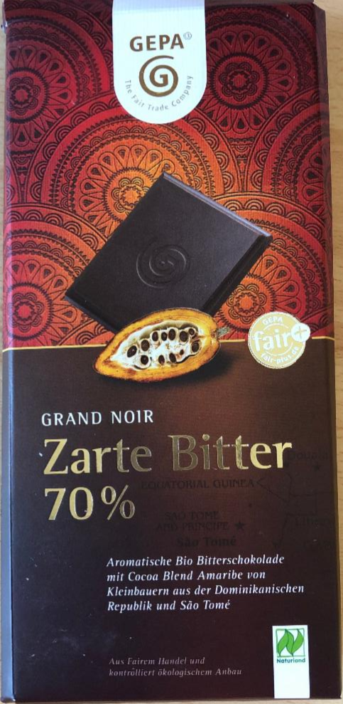 Fotografie - BIO Grand Noir Zarte Bitter 70% GEPA