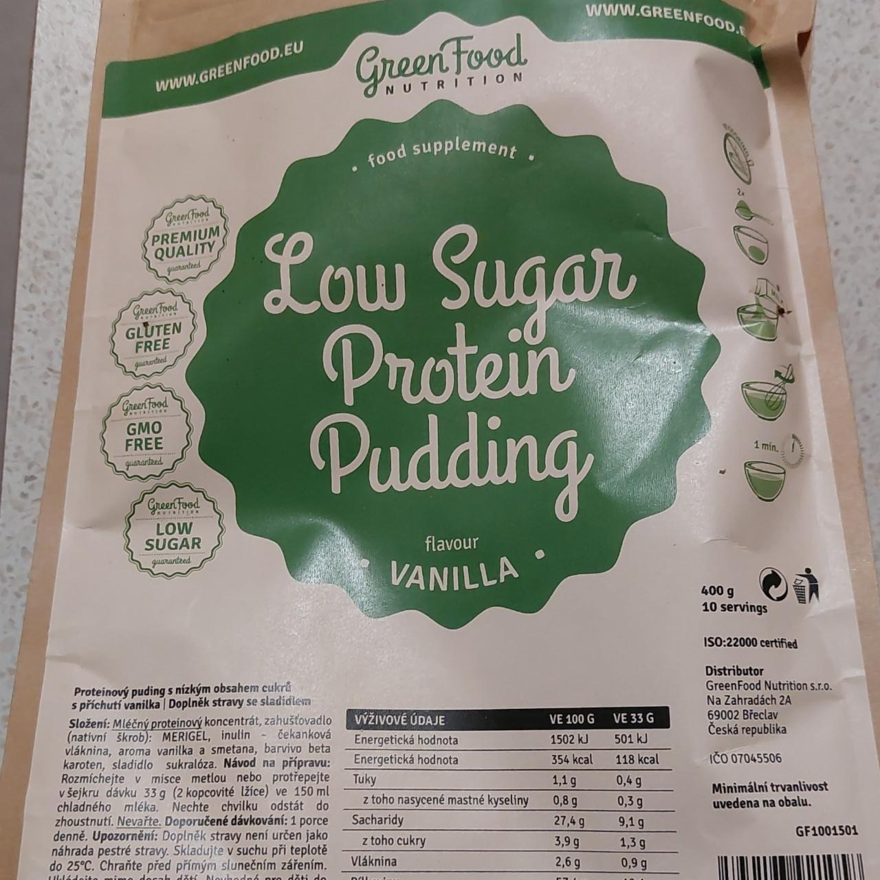 Fotografie - Low Sugar Protein Pudding Vanilla Green food