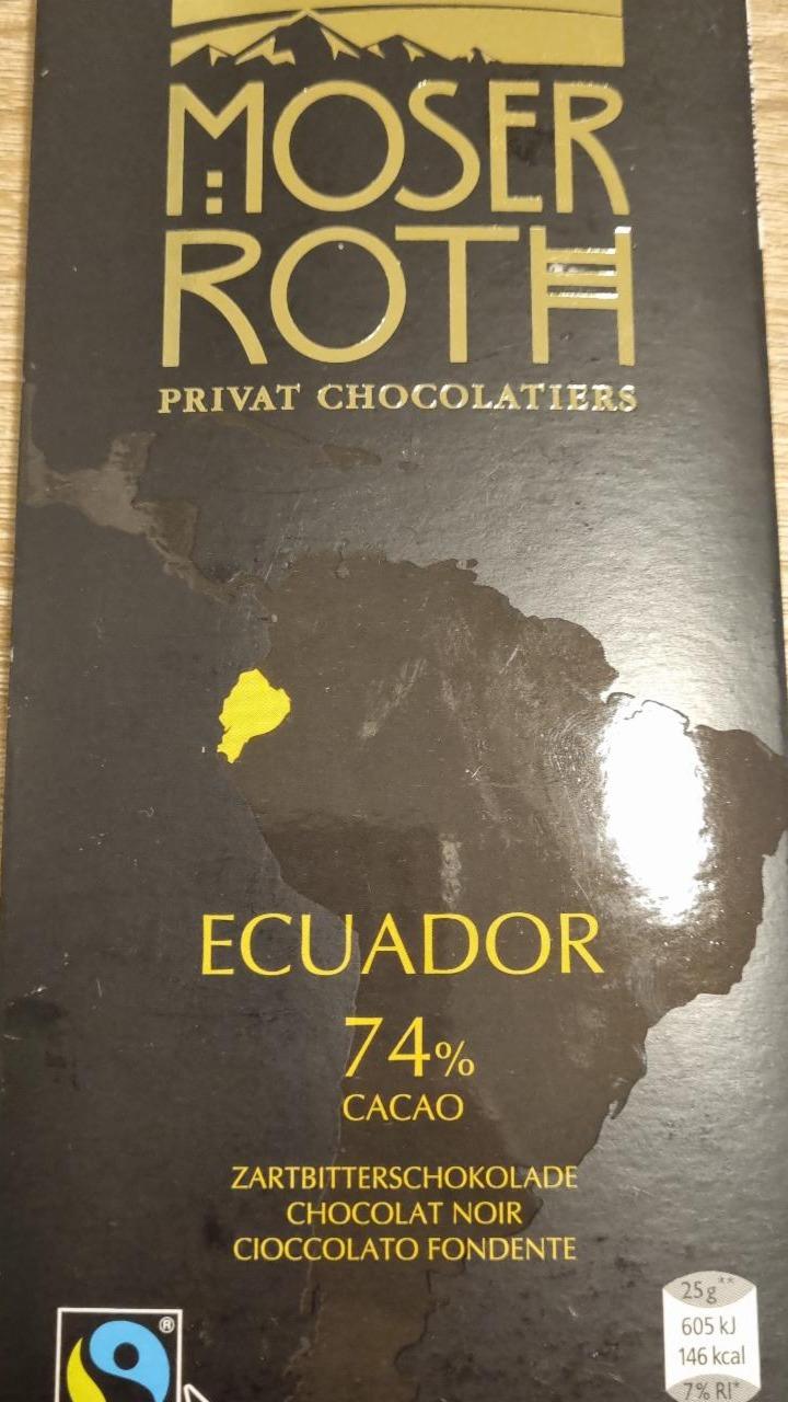 Fotografie - Ecuador 74% cacao Chocolat Noir Moser Roth