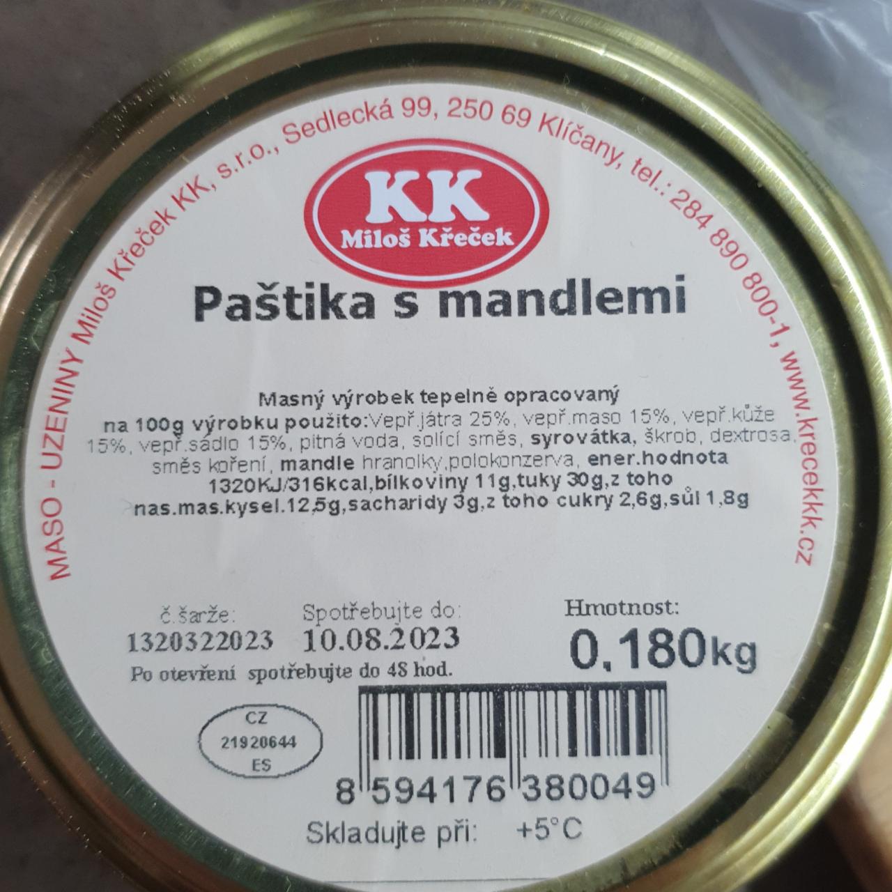 Fotografie - Paštika s mandlemi KK Miloš Křeček