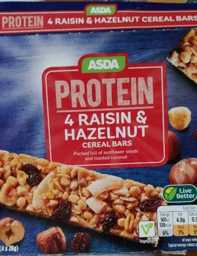 Fotografie - 4 Protein Raisin & Hazelnut Cereal Bars Asda