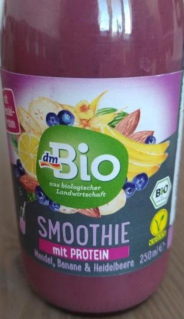 Fotografie - Bio proteinové smoothie mandle, banán & borůvky dmBio