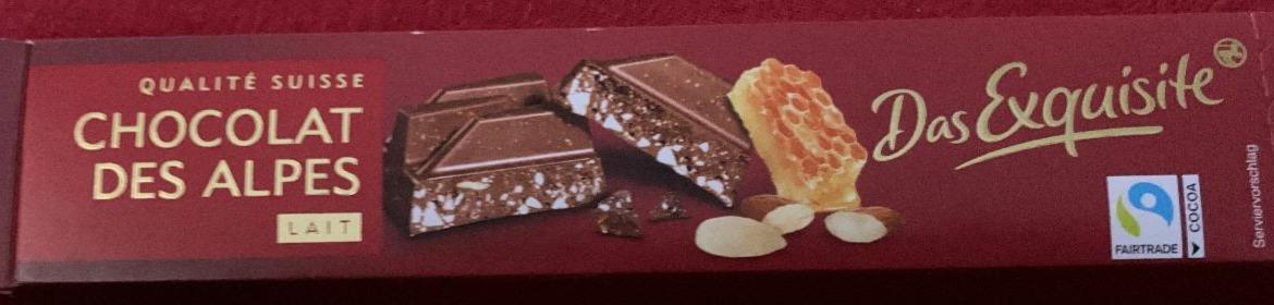Fotografie - Chocolat des Alpes Lait mléčná čokoláda s medovo-mandlovým turrónem Das Exquisite