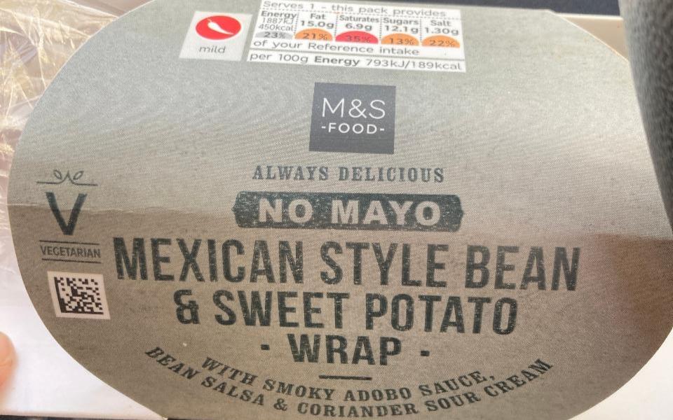 Fotografie - Mexican style bean & sweet potato wrap M&S Food