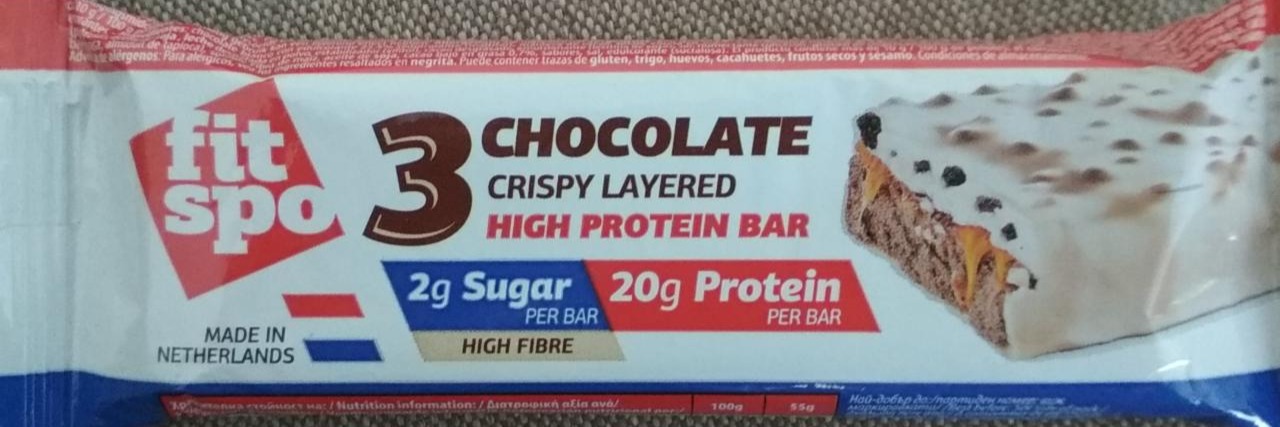 Fotografie - 3 Chocolate Crispy Layered High Protein Bar Fit Spo