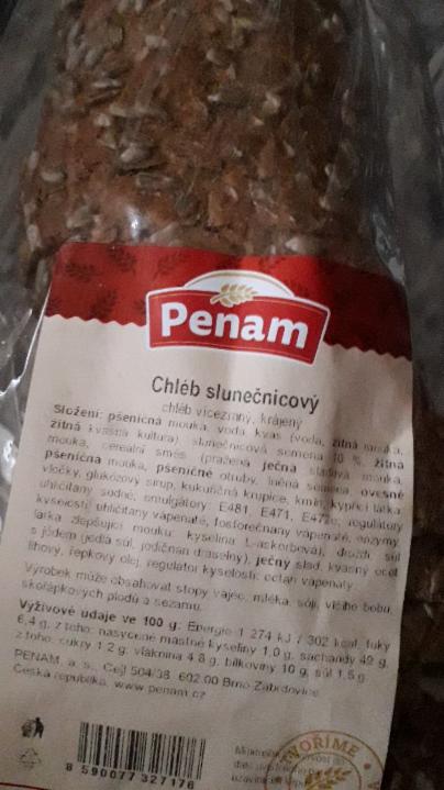 Fotografie - chléb slunečnicový vícezrnný krájený Penam