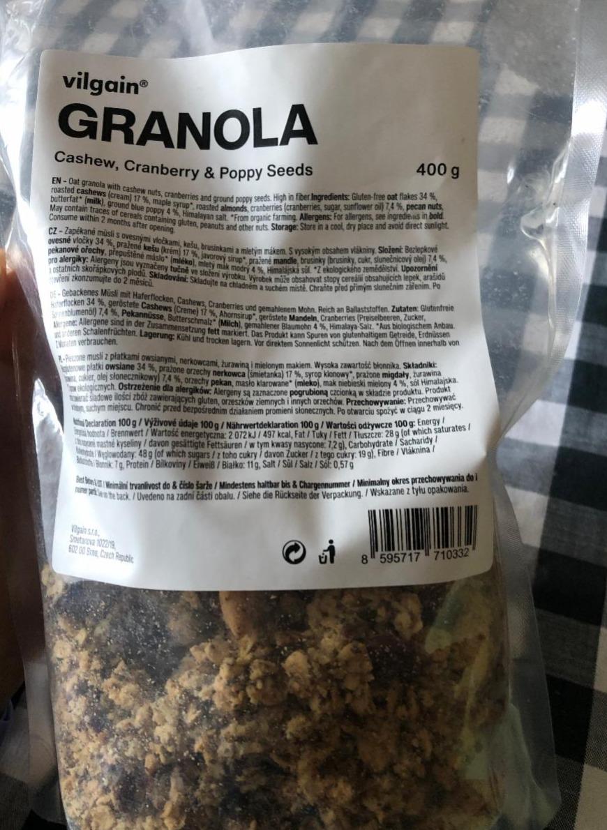 Fotografie - Granola cashew, cranberry & poppy seeds Vilgain