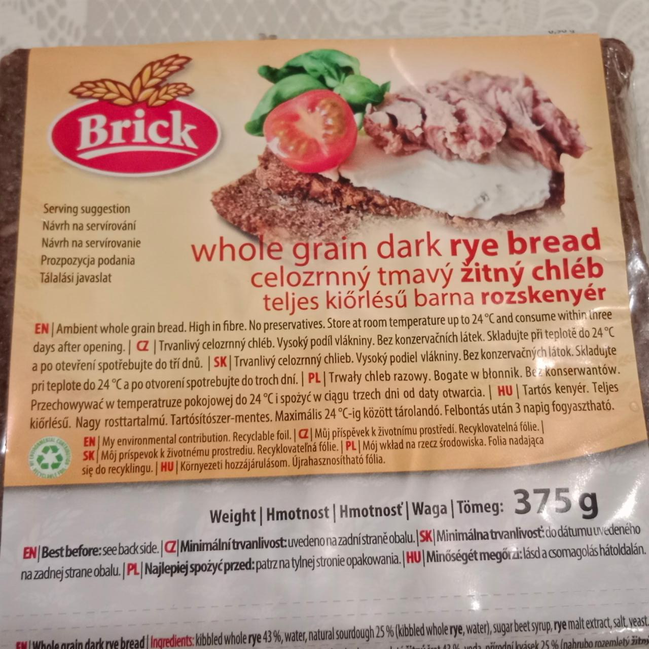 Fotografie - Celozrnný tmavý žitný chléb Brick