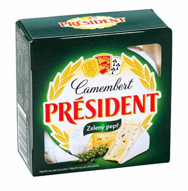 Fotografie - Camembert sýr se zeleným pepřem Président