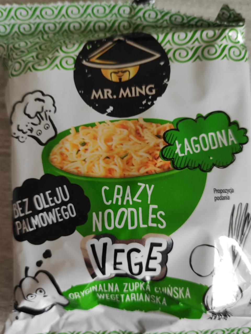 Fotografie - Vege Crazy noodles zupka chińska łagodna bez oleju palmowego Mr. Ming