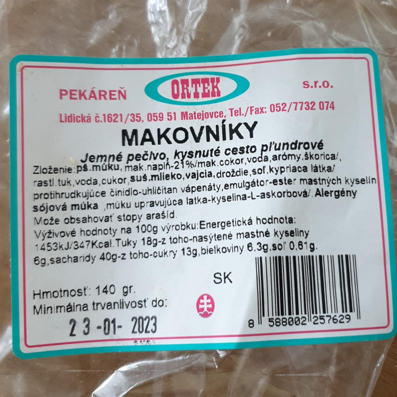 Fotografie - Makovníky Ortek pekáreň