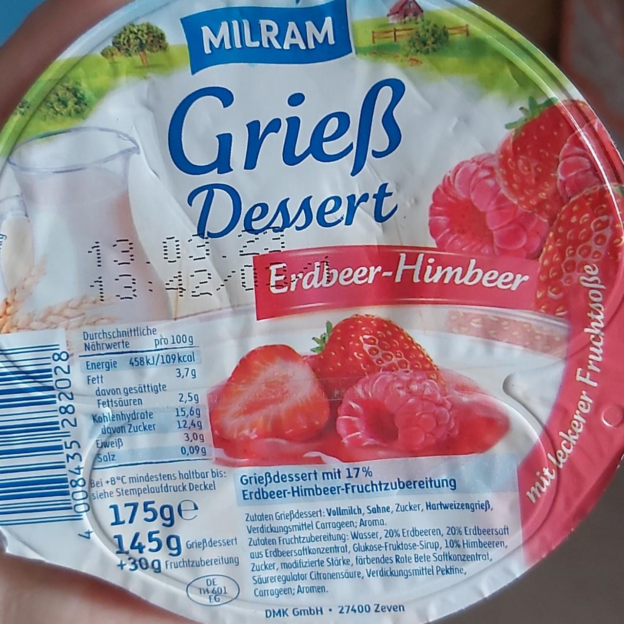 Fotografie - Grieß Dessert Erdbeer-Himbeer Milram