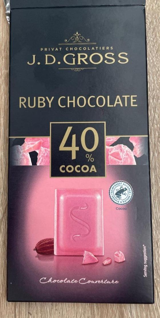 Fotografie - Ruby Chocolate 40% cocoa J. D. Gross