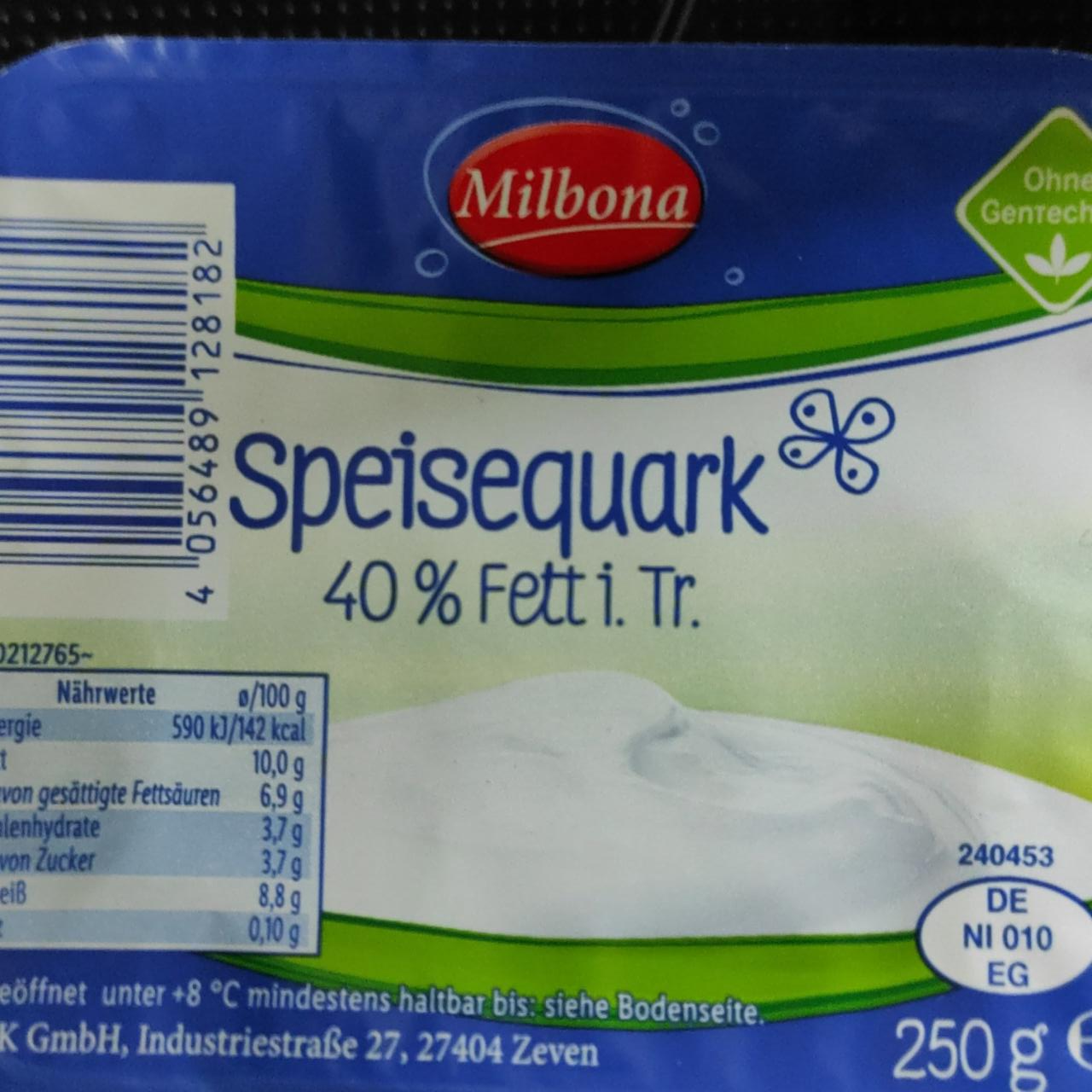 Fotografie - Speisequark 40% Fett Milbona