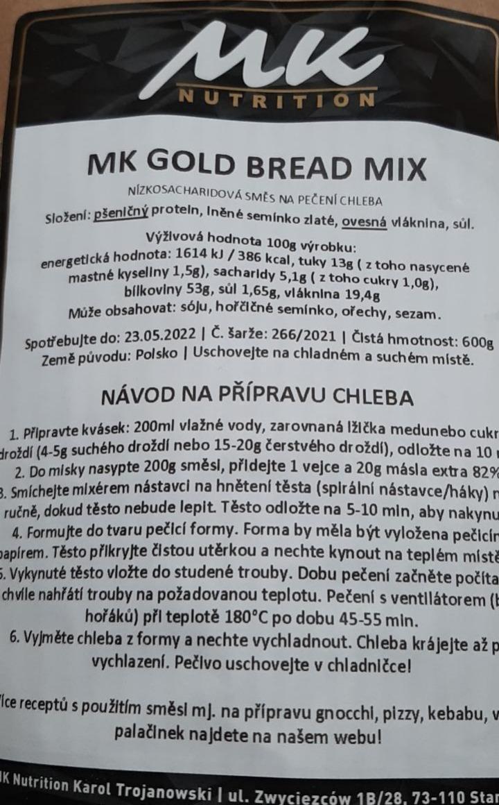 Fotografie - Gold bread mix nízkosacharidová směs na pečení chleba MK Nutrition