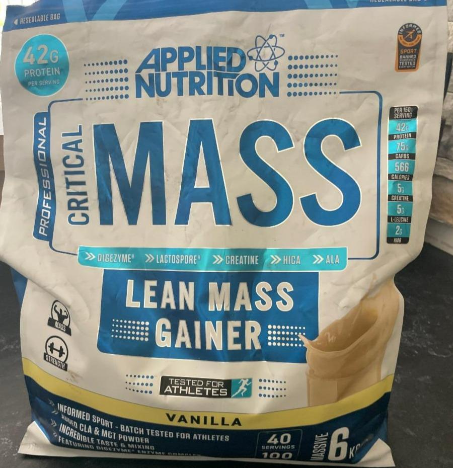 Fotografie - Critical Mass lean mass gainer Vanilla Applied nutrition