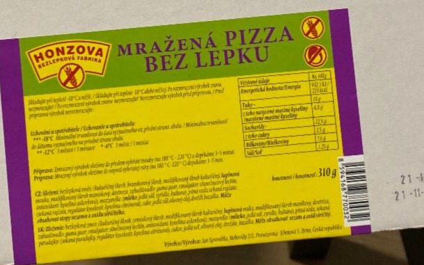 Fotografie - mražená pizza bez lepku Honzova bezlepková fabrika
