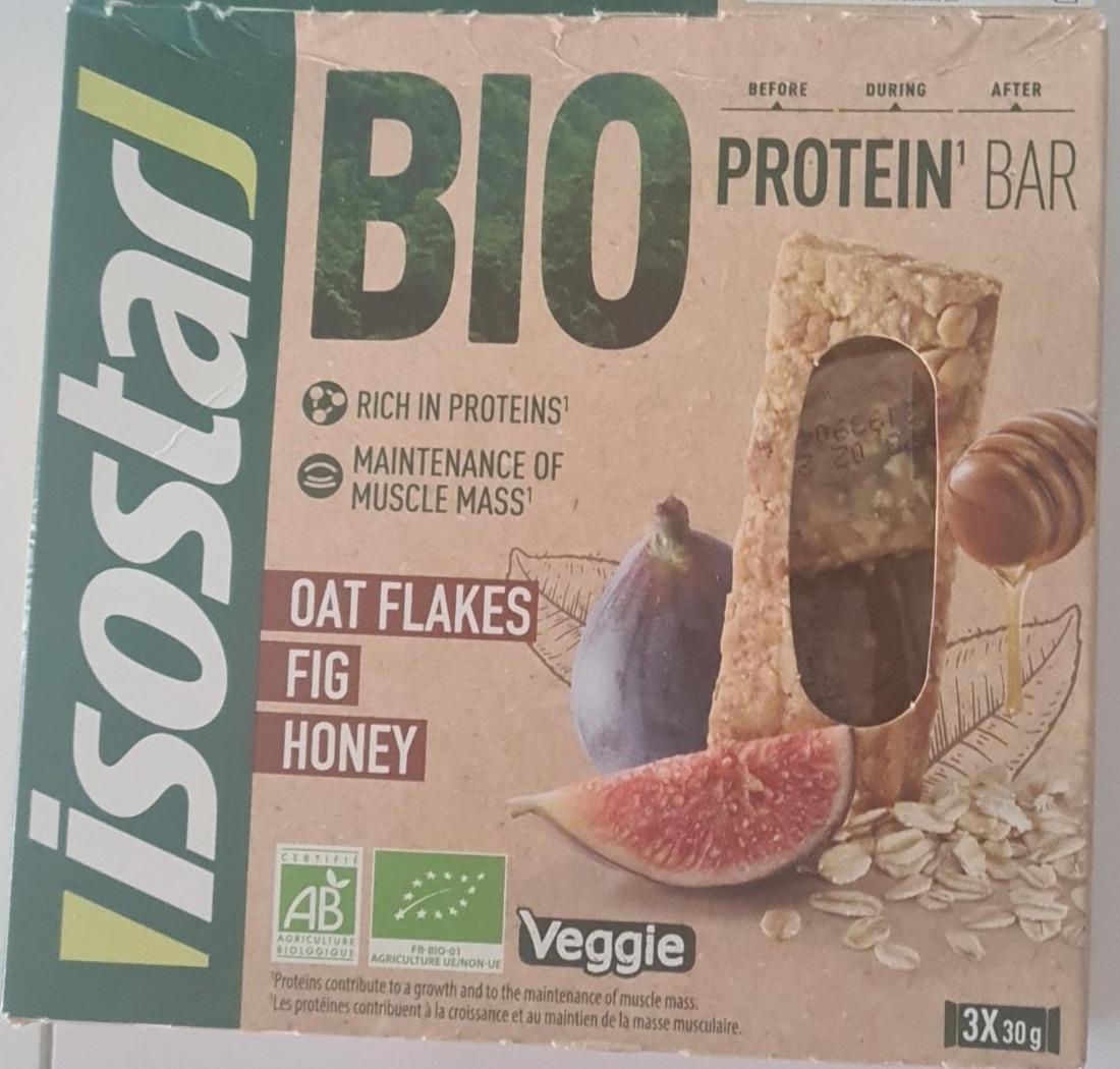 Fotografie - BIO Protein bar Oat flakes Fig Honey Isostar