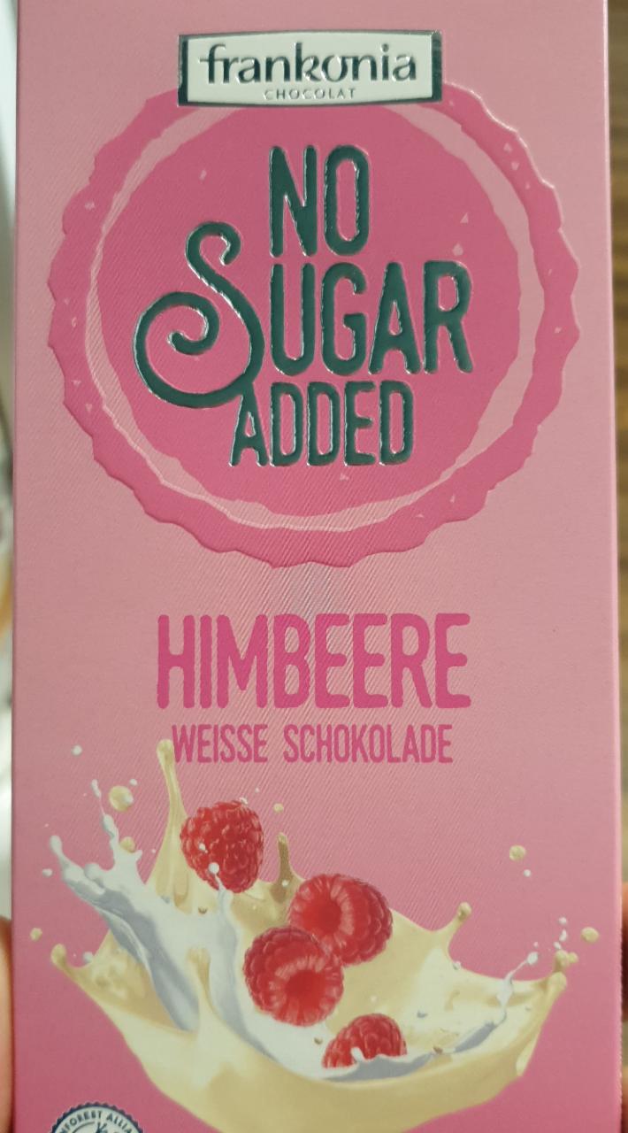 Fotografie - No sugar added Himbeere Weiss schokolade Frankonia