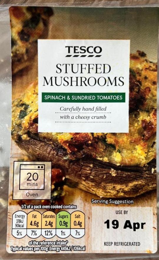 Fotografie - Stuffed Mushroom with Spinach, Sundried Tomotoes and Cheese Tesco