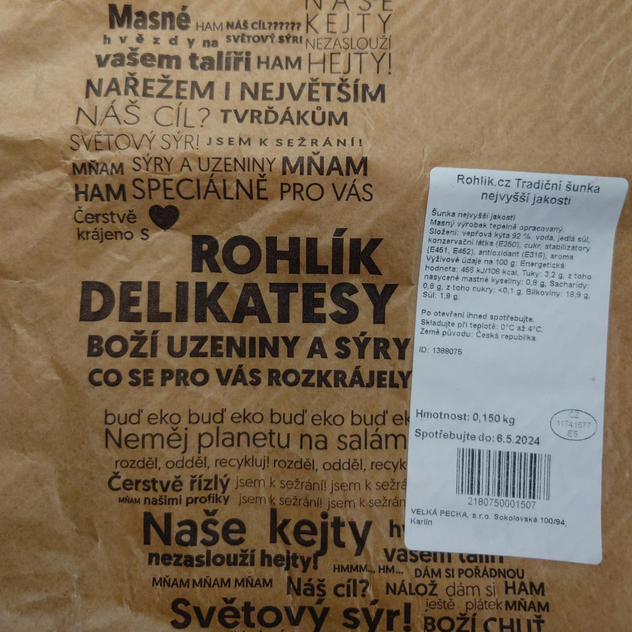Fotografie - Tradiční šunka nejvyšší jakosti Rohlik.cz