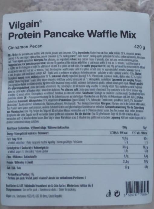 Fotografie - Protein Pancake Waffle Mix Cinnamon Pecan Vilgain