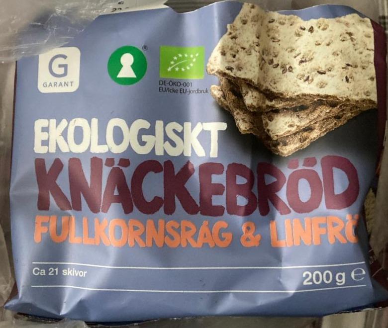 Fotografie - Ekologisk Knäckebröd Fullkornsråg & Linfrö Garant