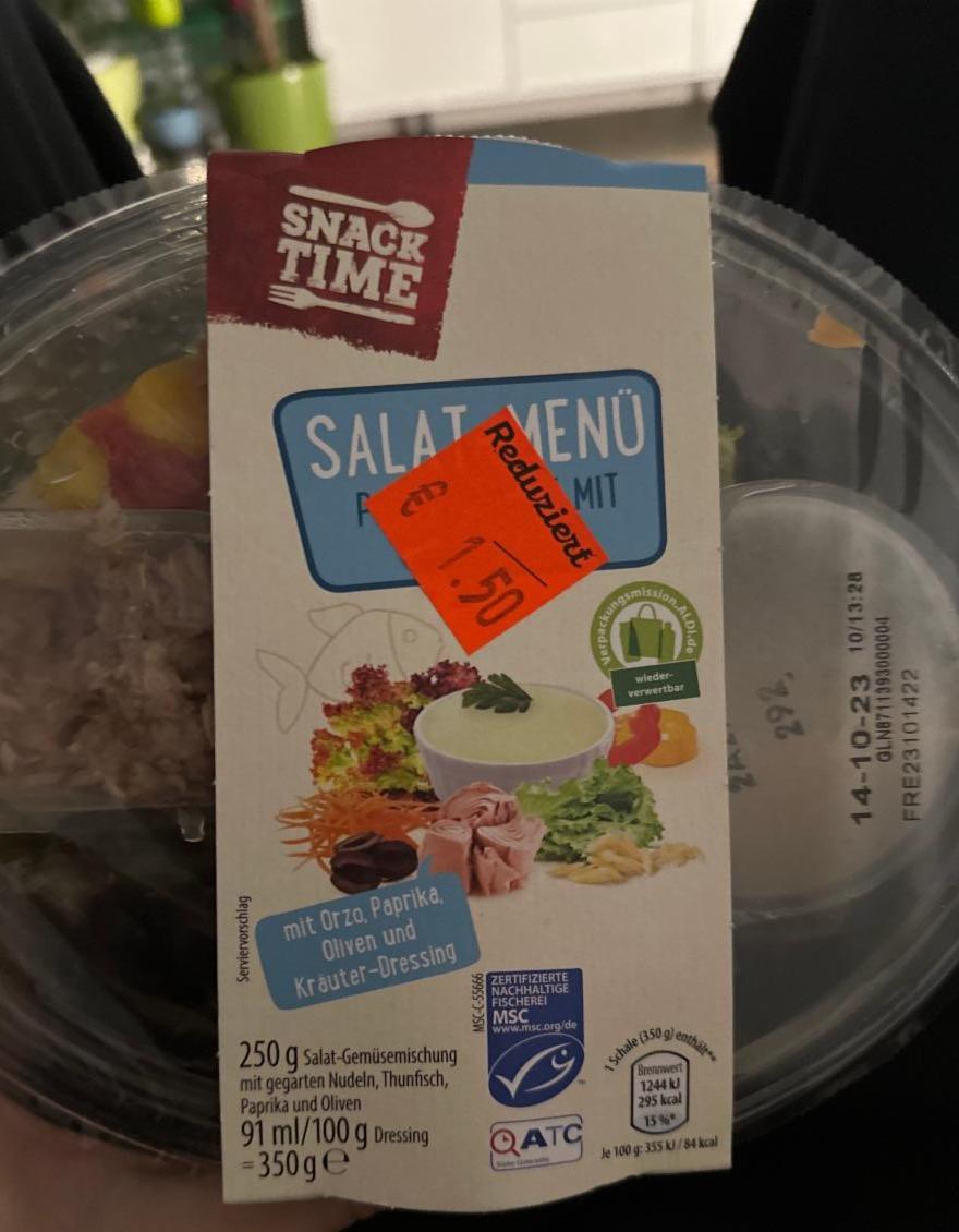 Fotografie - Salat-Menü Pasta-Salat mit Thunfisch Snack Time
