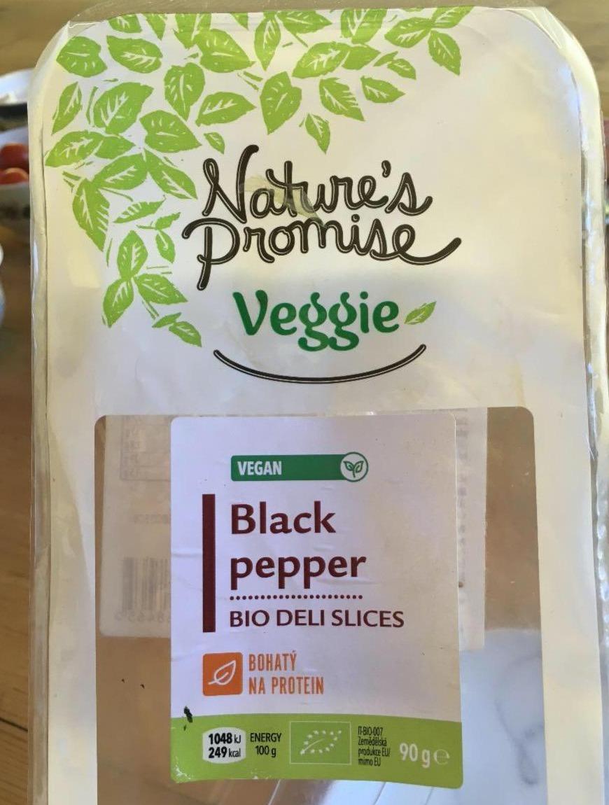 Fotografie - Vegan bio deli slices Black Pepper Nature’s promise