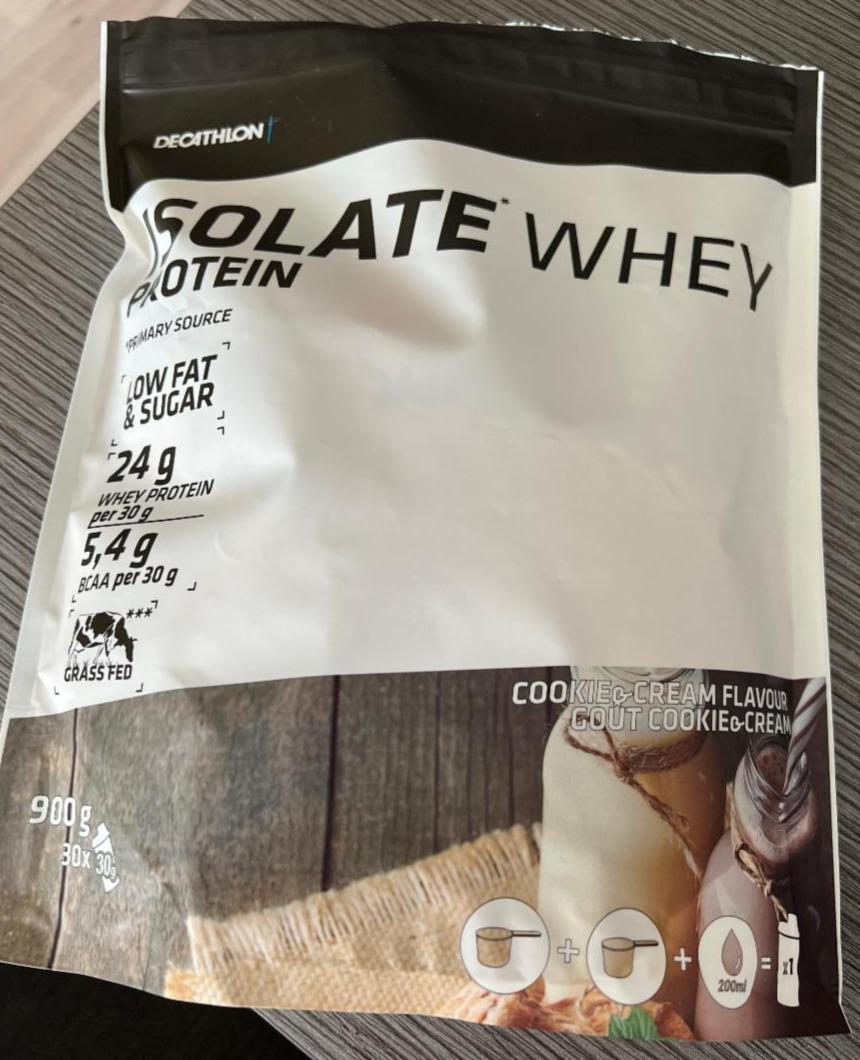 Fotografie - Decathlon Isolate Whey Protein cookie&cream flavour