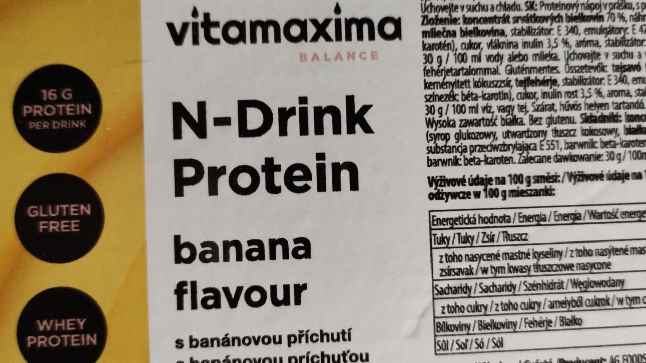 Fotografie - N-Drink Protein s banánovou příchutí Vitamaxima