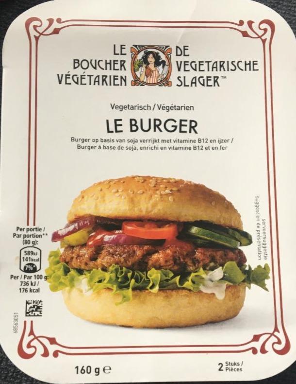 Le Burger (De Vegetarische Slager) - kalorie, kJ a nutriční hodnoty