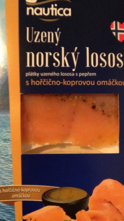 Fotografie - Uzený norský losos plátky s pepřem a hořčično-koprovou omáčkou Nautica