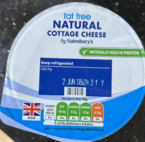 Fotografie - Natural cottage cheese fat free by Sainsbury's