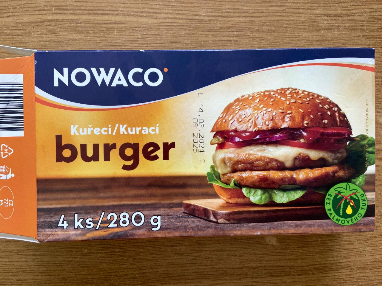 Fotografie - Hamburger kuřecí předsmažený Nowaco