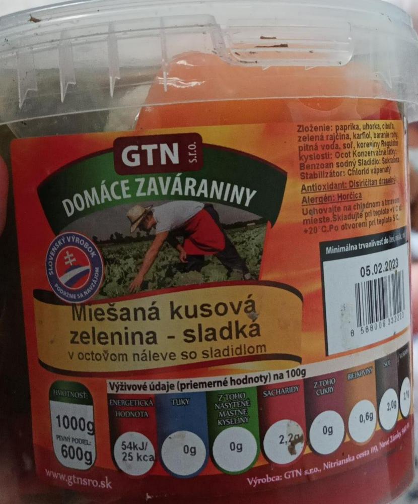 Fotografie - Miešaná kusová zelenina - sladká GTN