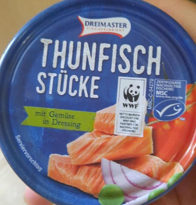 Fotografie - Thunfisch stücke mít gemüsse in dressing Dreimaster