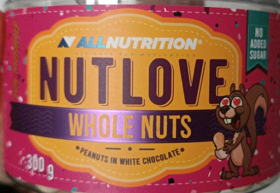 Fotografie - Nutlove whole nuts Peanuts in white chocolate Allnutrition