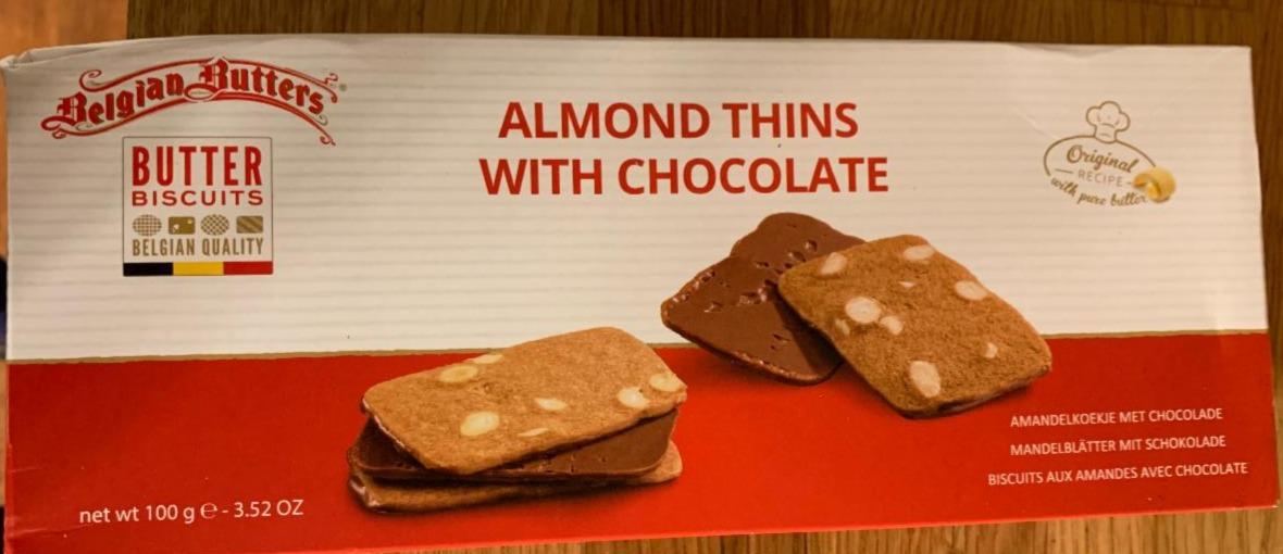 Fotografie - Belgian Butters Almond Thins with Chocolate - Máslové plátky s mandlemi a čokoládou Delmart