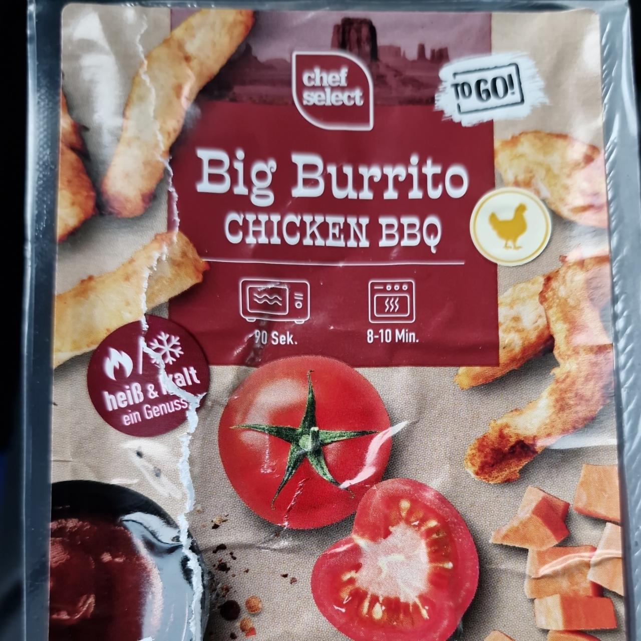 Big Burrito Chicken kalorie, a hodnoty BBQ nutriční kJ Select Chef 