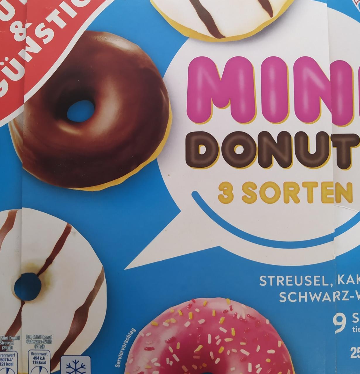 Fotografie - Mini Donuts 3 sorten černo bílý Gut & Günstig
