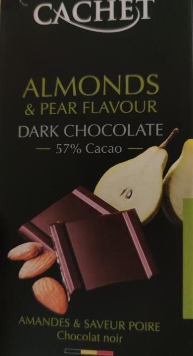 Fotografie - Cachet Almonds & Pear Flavour Dark Chocolate 57 %