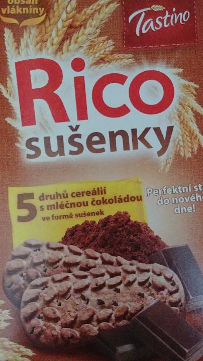 Fotografie - Rico sušenky 5 druhů cereálií s mléčnou čokoládou Tastino