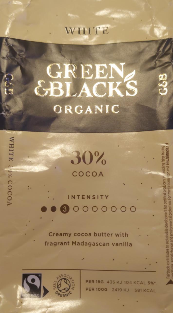 Fotografie - Green & Black organic White 30% cocoa creamy cocoa butter with fragrant Madagascar vanilla 