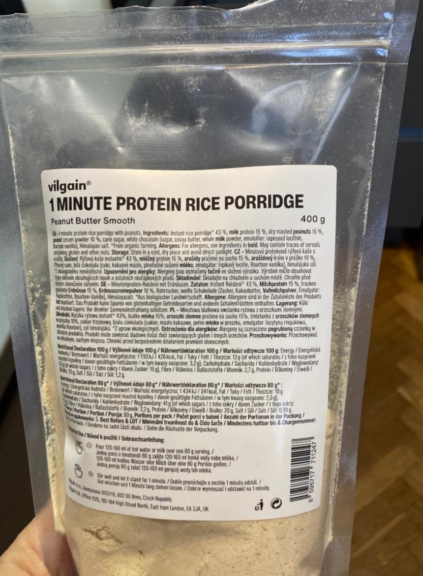 Fotografie - 1 Minute Protein Rice Porridge Peanut Butter Smooth Vilgain